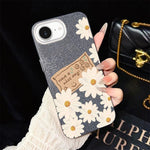 Custodia per telefono ibrida in PC e TPU con motivo crisantemo e glitter IMD., For iPhone 17e / 16e, For iPhone 17 Pro Max, For iPhone 17 Pro, For iPhone 17, For iPhone Air, For iPhone 16 Pro Max