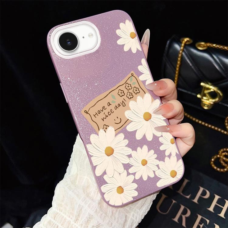 Custodia per telefono ibrida in PC e TPU con motivo crisantemo e glitter IMD., For iPhone 17e / 16e, For iPhone 17 Pro Max, For iPhone 17 Pro, For iPhone 17, For iPhone Air, For iPhone 16 Pro Max