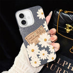 Custodia per telefono ibrida in PC e TPU con motivo crisantemo e glitter IMD., For iPhone 17e / 16e, For iPhone 17 Pro Max, For iPhone 17 Pro, For iPhone 17, For iPhone Air, For iPhone 16 Pro Max