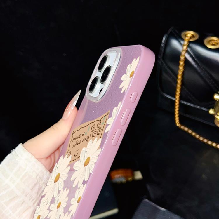 Custodia per telefono ibrida in PC e TPU con motivo crisantemo e glitter IMD., For iPhone 8 Plus / 7 Plus, For iPhone 6 Plus / 6s Plus, For iPhone 6 / 6s