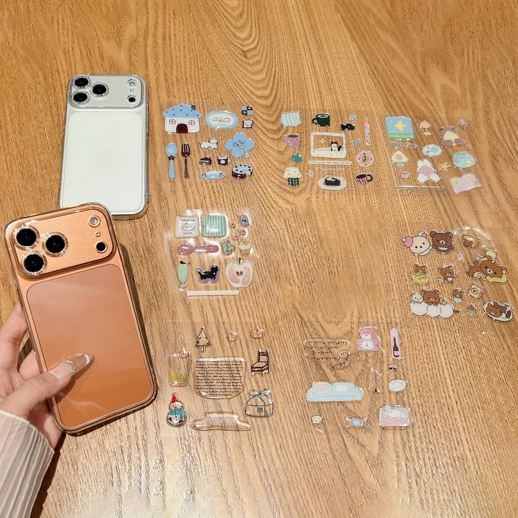 Custodia per telefono in PC trasparente antiurto con fori di precisione e adesivo in resina, For iPhone 15 Pro, For iPhone 15 Plus, For iPhone 15