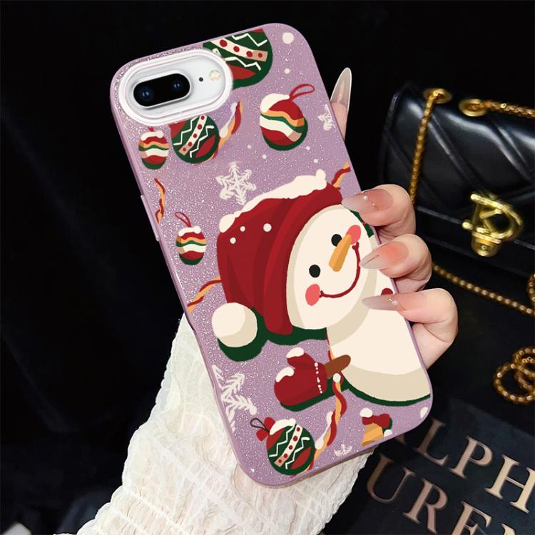 Custodia per telefono ibrida in PC e TPU con glitter IMD a tema natalizio., For iPhone 8 Plus / 7 Plus, For iPhone 6 Plus / 6s Plus, For iPhone 6 / 6s