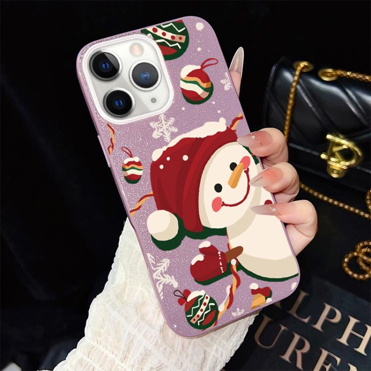 Custodia per telefono ibrida in PC e TPU con glitter IMD a tema natalizio., For iPhone 11 Pro Max, For iPhone 11, For iPhone 11 Pro, For iPhone XS / X, For iPhone XR, For iPhone XS Max