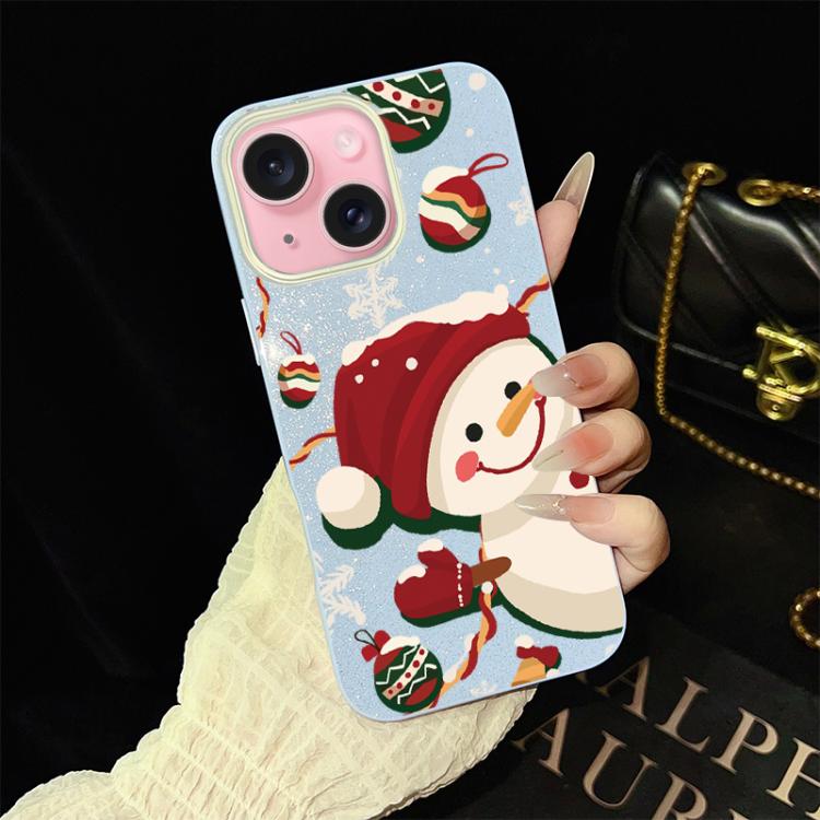 Custodia per telefono ibrida in PC e TPU con glitter IMD a tema natalizio., For iPhone 16 Pro, For iPhone 16 Plus, For iPhone 16, For iPhone 15 Pro Max, For iPhone 15 Pro, For iPhone 15 Plus