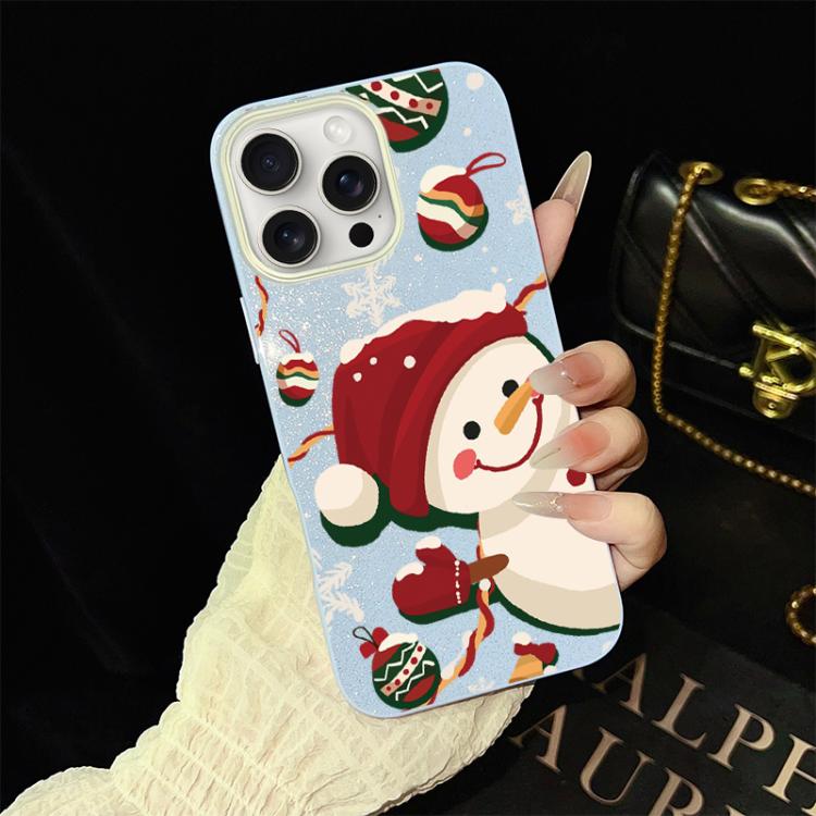Custodia per telefono ibrida in PC e TPU con glitter IMD a tema natalizio., For iPhone 16 Pro, For iPhone 16 Plus, For iPhone 16, For iPhone 15 Pro Max, For iPhone 15 Pro, For iPhone 15 Plus