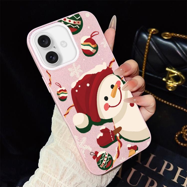 Custodia per telefono ibrida in PC e TPU con glitter IMD a tema natalizio., For iPhone 16 Pro, For iPhone 16 Plus, For iPhone 16, For iPhone 15 Pro Max, For iPhone 15 Pro, For iPhone 15 Plus