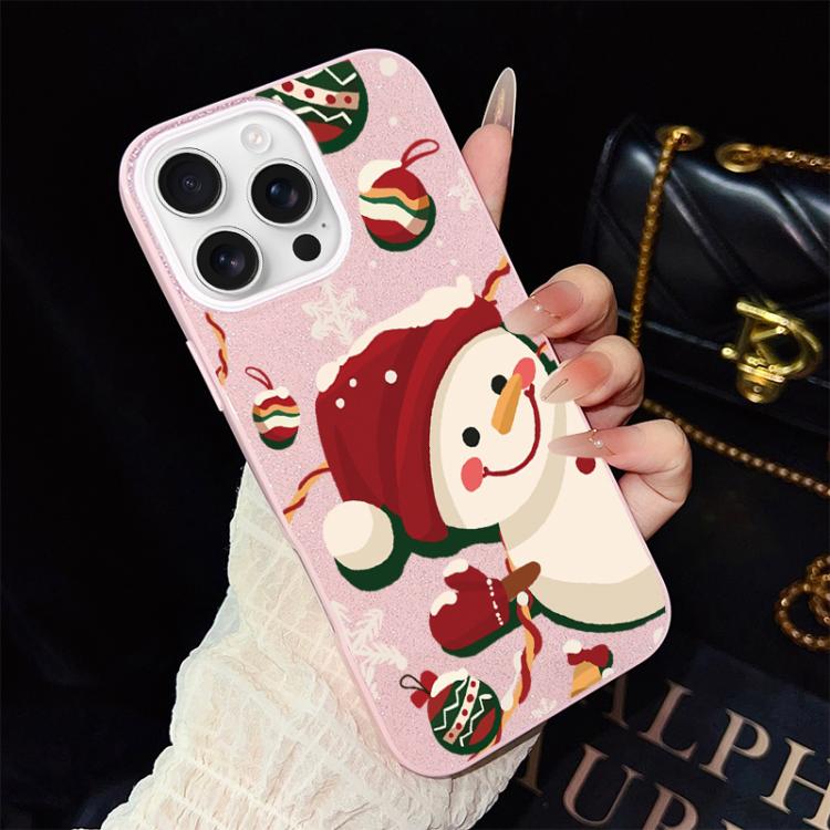 Custodia per telefono ibrida in PC e TPU con glitter IMD a tema natalizio., For iPhone 16 Pro, For iPhone 16 Plus, For iPhone 16, For iPhone 15 Pro Max, For iPhone 15 Pro, For iPhone 15 Plus