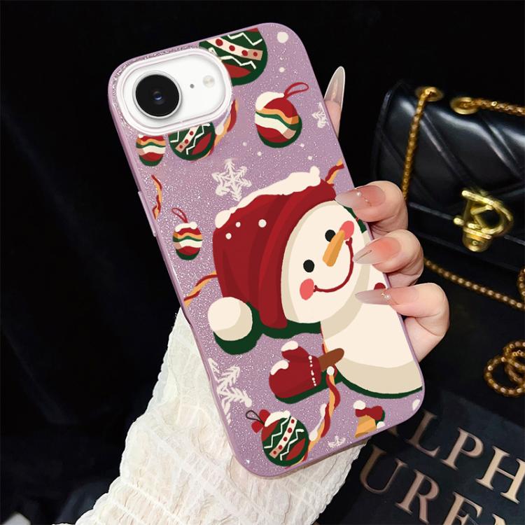 Custodia per telefono ibrida in PC e TPU con glitter IMD a tema natalizio., For iPhone 17e / 16e, For iPhone 17 Pro Max, For iPhone 17 Pro, For iPhone 17, For iPhone Air, For iPhone 16 Pro Max