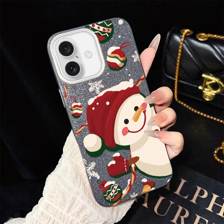Custodia per telefono ibrida in PC e TPU con glitter IMD a tema natalizio., For iPhone 17e / 16e, For iPhone 17 Pro Max, For iPhone 17 Pro, For iPhone 17, For iPhone Air, For iPhone 16 Pro Max