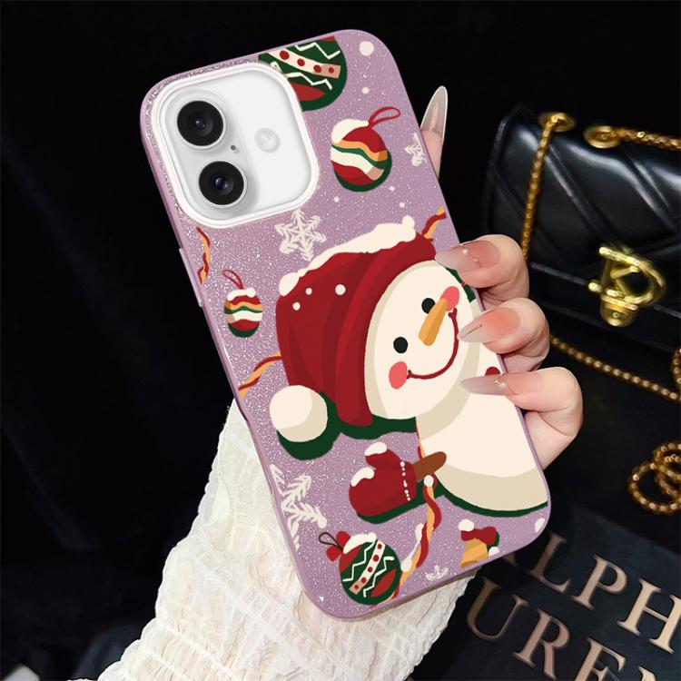 Custodia per telefono ibrida in PC e TPU con glitter IMD a tema natalizio., For iPhone 17e / 16e, For iPhone 17 Pro Max, For iPhone 17 Pro, For iPhone 17, For iPhone Air, For iPhone 16 Pro Max