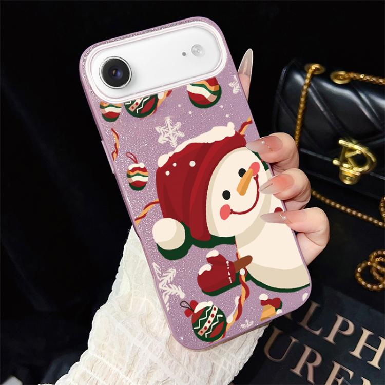 Custodia per telefono ibrida in PC e TPU con glitter IMD a tema natalizio., For iPhone 17e / 16e, For iPhone 17 Pro Max, For iPhone 17 Pro, For iPhone 17, For iPhone Air, For iPhone 16 Pro Max