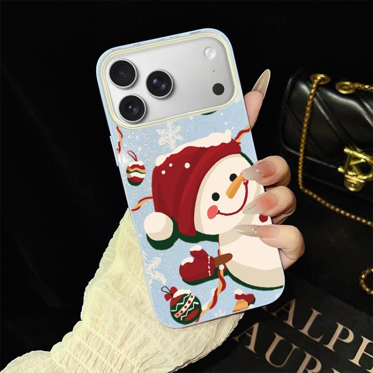Custodia per telefono ibrida in PC e TPU con glitter IMD a tema natalizio., For iPhone 17e / 16e, For iPhone 17 Pro Max, For iPhone 17 Pro, For iPhone 17, For iPhone Air, For iPhone 16 Pro Max