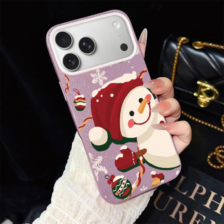 Custodia per telefono ibrida in PC e TPU con glitter IMD a tema natalizio., For iPhone 17e / 16e, For iPhone 17 Pro Max, For iPhone 17 Pro, For iPhone 17, For iPhone Air, For iPhone 16 Pro Max