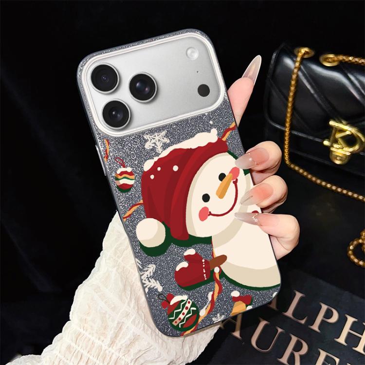 Custodia per telefono ibrida in PC e TPU con glitter IMD a tema natalizio., For iPhone 17e / 16e, For iPhone 17 Pro Max, For iPhone 17 Pro, For iPhone 17, For iPhone Air, For iPhone 16 Pro Max