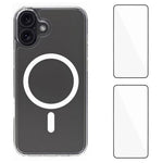 WANLONFENG Custodia per telefono magnetica in acrilico ad alta trasparenza con 2 pellicole protettive per lo schermo., For iPhone 17 Pro Max, For iPhone 17 Pro, For iPhone 17, For iPhone Air, For iPhone 16 Pro Max, For iPhone 16 Pro, For iPhone 16     ...