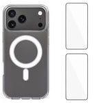 WANLONFENG Custodia per telefono magnetica in acrilico ad alta trasparenza con 2 pellicole protettive per lo schermo., For iPhone 17 Pro Max, For iPhone 17 Pro, For iPhone 17, For iPhone Air, For iPhone 16 Pro Max, For iPhone 16 Pro, For iPhone 16     ...