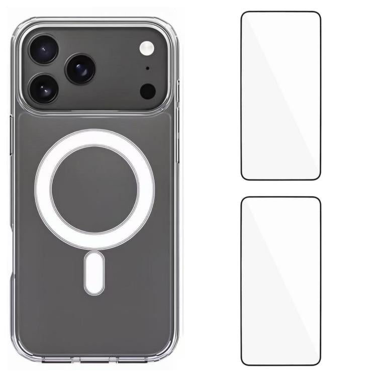 WANLONFENG Custodia per telefono magnetica in acrilico ad alta trasparenza con 2 pellicole protettive per lo schermo., For iPhone 17 Pro Max, For iPhone 17 Pro, For iPhone 17, For iPhone Air, For iPhone 16 Pro Max, For iPhone 16 Pro, For iPhone 16     ...