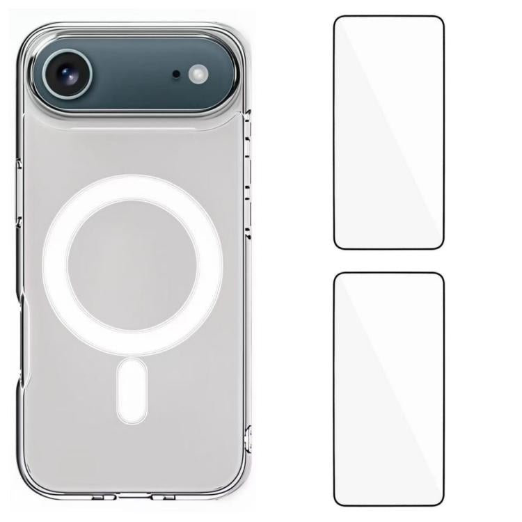 WANLONFENG Custodia per telefono magnetica in acrilico ad alta trasparenza con 2 pellicole protettive per lo schermo., For iPhone 17 Pro Max, For iPhone 17 Pro, For iPhone 17, For iPhone Air, For iPhone 16 Pro Max, For iPhone 16 Pro, For iPhone 16     ...