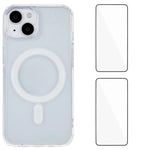 WANLONFENG Custodia per telefono magnetica in acrilico ad alta trasparenza con 2 pellicole protettive per lo schermo., For iPhone 17 Pro Max, For iPhone 17 Pro, For iPhone 17, For iPhone Air, For iPhone 16 Pro Max, For iPhone 16 Pro, For iPhone 16     ...