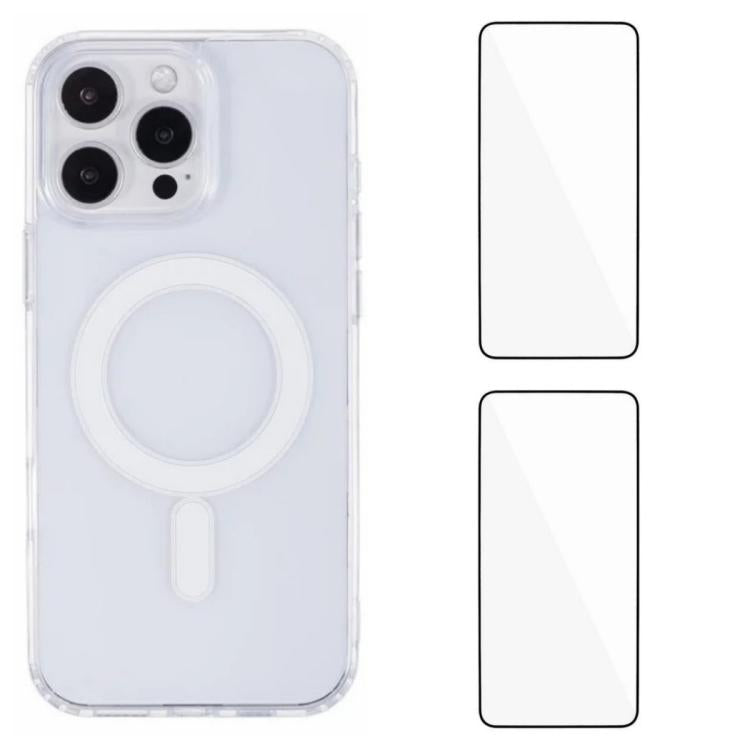 WANLONFENG Custodia per telefono magnetica in acrilico ad alta trasparenza con 2 pellicole protettive per lo schermo., For iPhone 17 Pro Max, For iPhone 17 Pro, For iPhone 17, For iPhone Air, For iPhone 16 Pro Max, For iPhone 16 Pro, For iPhone 16     ...