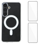WANLONFENG Custodia per telefono magnetica in acrilico ad alta trasparenza con 2 pellicole protettive per lo schermo., For Galaxy S26+ 5G, For Galaxy S26 Ultra 5G, For Galaxy S26 5G, For Galaxy A57 5G, For Galaxy S25 FE 5G, For Galaxy A17 4G / 5G      ...