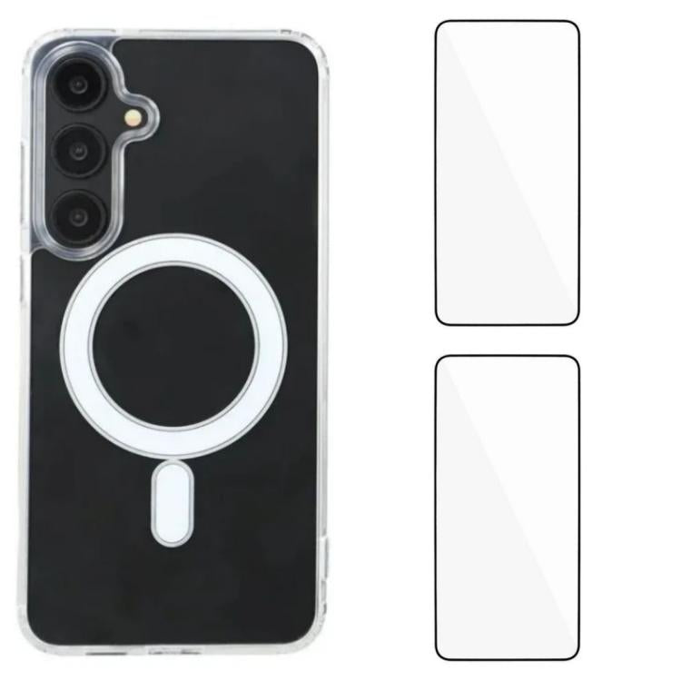 WANLONFENG Custodia per telefono magnetica in acrilico ad alta trasparenza con 2 pellicole protettive per lo schermo., For Galaxy S26+ 5G, For Galaxy S26 Ultra 5G, For Galaxy S26 5G, For Galaxy A57 5G, For Galaxy S25 FE 5G, For Galaxy A17 4G / 5G      ...