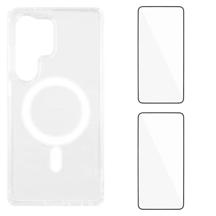 WANLONFENG Custodia per telefono magnetica in acrilico ad alta trasparenza con 2 pellicole protettive per lo schermo., For Galaxy S26+ 5G, For Galaxy S26 Ultra 5G, For Galaxy S26 5G, For Galaxy A57 5G, For Galaxy S25 FE 5G, For Galaxy A17 4G / 5G      ...