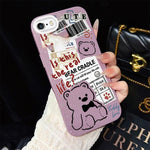 Custodia per telefono ibrida in PC e TPU con motivo orsetto di giornale e glitter IMD., For iPhone 8 Plus / 7 Plus, For iPhone 6 Plus / 6s Plus, For iPhone 6 / 6s