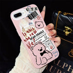Custodia per telefono ibrida in PC e TPU con motivo orsetto di giornale e glitter IMD., For iPhone 8 Plus / 7 Plus, For iPhone 6 Plus / 6s Plus, For iPhone 6 / 6s