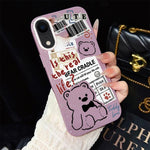 Custodia per telefono ibrida in PC e TPU con motivo orsetto di giornale e glitter IMD., For iPhone 11 Pro Max, For iPhone 11, For iPhone 11 Pro, For iPhone XS / X, For iPhone XR, For iPhone XS Max
