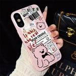 Custodia per telefono ibrida in PC e TPU con motivo orsetto di giornale e glitter IMD., For iPhone 11 Pro Max, For iPhone 11, For iPhone 11 Pro, For iPhone XS / X, For iPhone XR, For iPhone XS Max