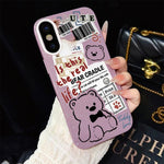Custodia per telefono ibrida in PC e TPU con motivo orsetto di giornale e glitter IMD., For iPhone 11 Pro Max, For iPhone 11, For iPhone 11 Pro, For iPhone XS / X, For iPhone XR, For iPhone XS Max