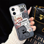 Custodia per telefono ibrida in PC e TPU con motivo orsetto di giornale e glitter IMD., For iPhone 11 Pro Max, For iPhone 11, For iPhone 11 Pro, For iPhone XS / X, For iPhone XR, For iPhone XS Max