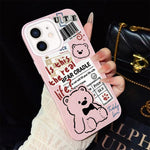 Custodia per telefono ibrida in PC e TPU con motivo orsetto di giornale e glitter IMD., For iPhone 11 Pro Max, For iPhone 11, For iPhone 11 Pro, For iPhone XS / X, For iPhone XR, For iPhone XS Max