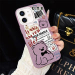 Custodia per telefono ibrida in PC e TPU con motivo orsetto di giornale e glitter IMD., For iPhone 11 Pro Max, For iPhone 11, For iPhone 11 Pro, For iPhone XS / X, For iPhone XR, For iPhone XS Max