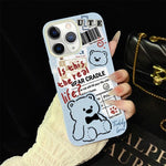 Custodia per telefono ibrida in PC e TPU con motivo orsetto di giornale e glitter IMD., For iPhone 11 Pro Max, For iPhone 11, For iPhone 11 Pro, For iPhone XS / X, For iPhone XR, For iPhone XS Max