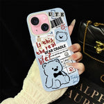Custodia per telefono ibrida in PC e TPU con motivo orsetto di giornale e glitter IMD., For iPhone 15, For iPhone 14 Plus, For iPhone 14, For iPhone 14 Pro, For iPhone 14 Pro Max, For iPhone SE 2022 / SE 2020