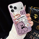 Custodia per telefono ibrida in PC e TPU con motivo orsetto di giornale e glitter IMD., For iPhone 17e / 16e, For iPhone 17 Pro Max, For iPhone 17 Pro, For iPhone 17, For iPhone Air, For iPhone 16 Pro Max