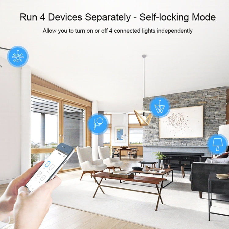 Sonoff 4CHPROR3 Telefono cellulare Smart Home Switch Controller a quattro vie, supporta i tempi di controllo a lungo raggio