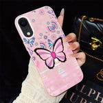 Custodia per telefono ibrida in PC e TPU con glitter IMD e motivo a farfalle rosa., For iPhone 11 Pro Max, For iPhone 11, For iPhone 11 Pro, For iPhone XS / X, For iPhone XR, For iPhone XS Max