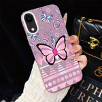 Custodia per telefono ibrida in PC e TPU con glitter IMD e motivo a farfalle rosa., For iPhone 11 Pro Max, For iPhone 11, For iPhone 11 Pro, For iPhone XS / X, For iPhone XR, For iPhone XS Max