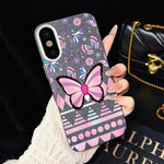 Custodia per telefono ibrida in PC e TPU con glitter IMD e motivo a farfalle rosa., For iPhone 11 Pro Max, For iPhone 11, For iPhone 11 Pro, For iPhone XS / X, For iPhone XR, For iPhone XS Max