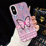 Custodia per telefono ibrida in PC e TPU con glitter IMD e motivo a farfalle rosa., For iPhone 11 Pro Max, For iPhone 11, For iPhone 11 Pro, For iPhone XS / X, For iPhone XR, For iPhone XS Max