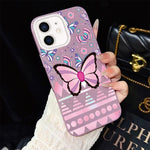 Custodia per telefono ibrida in PC e TPU con glitter IMD e motivo a farfalle rosa., For iPhone 11 Pro Max, For iPhone 11, For iPhone 11 Pro, For iPhone XS / X, For iPhone XR, For iPhone XS Max