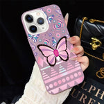 Custodia per telefono ibrida in PC e TPU con glitter IMD e motivo a farfalle rosa., For iPhone 11 Pro Max, For iPhone 11, For iPhone 11 Pro, For iPhone XS / X, For iPhone XR, For iPhone XS Max