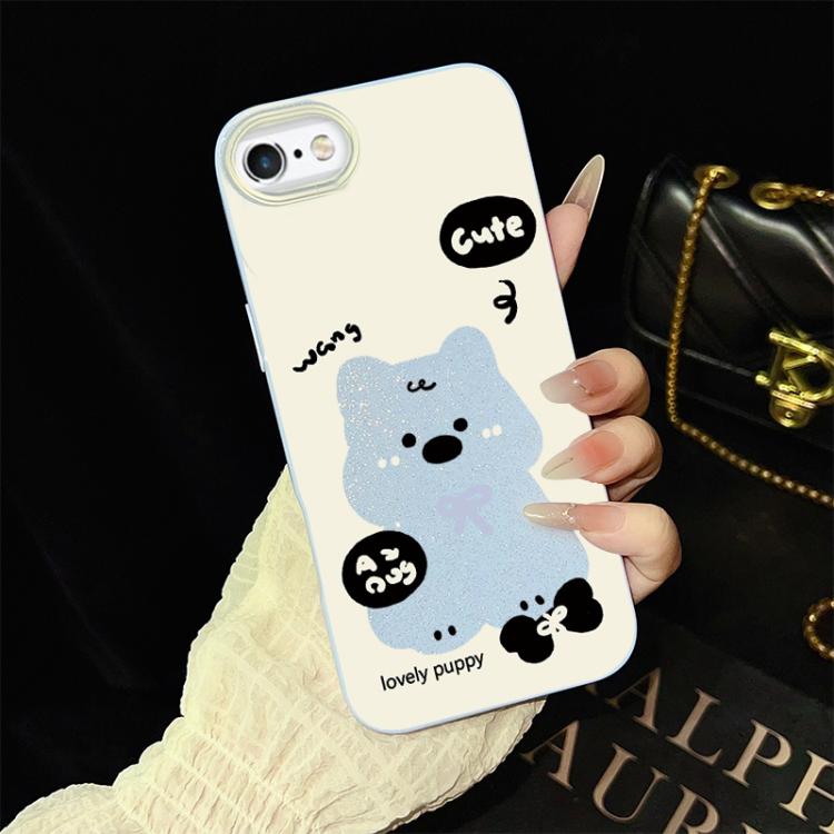 Custodia per telefono ibrida in PC e TPU con grazioso motivo a cuccioli e glitter IMD., For iPhone 8 Plus / 7 Plus, For iPhone 6 Plus / 6s Plus, For iPhone 6 / 6s