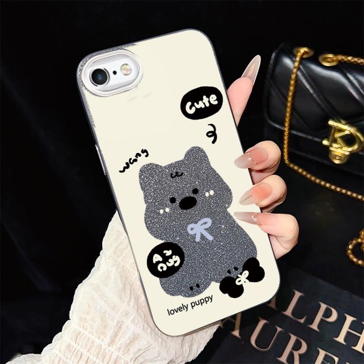 Custodia per telefono ibrida in PC e TPU con grazioso motivo a cuccioli e glitter IMD., For iPhone 8 Plus / 7 Plus, For iPhone 6 Plus / 6s Plus, For iPhone 6 / 6s