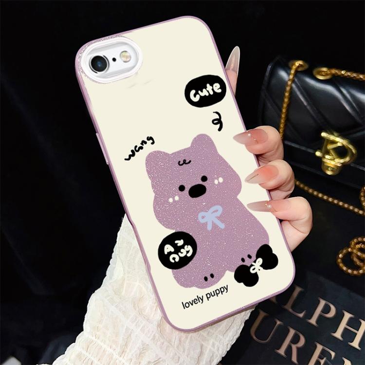 Custodia per telefono ibrida in PC e TPU con grazioso motivo a cuccioli e glitter IMD., For iPhone 8 Plus / 7 Plus, For iPhone 6 Plus / 6s Plus, For iPhone 6 / 6s