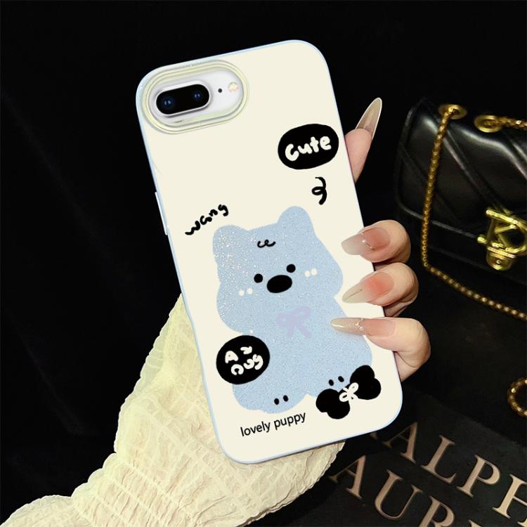 Custodia per telefono ibrida in PC e TPU con grazioso motivo a cuccioli e glitter IMD., For iPhone 8 Plus / 7 Plus, For iPhone 6 Plus / 6s Plus, For iPhone 6 / 6s