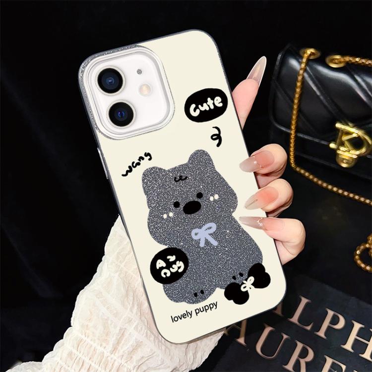 Custodia per telefono ibrida in PC e TPU con grazioso motivo a cuccioli e glitter IMD., For iPhone 11 Pro Max, For iPhone 11, For iPhone 11 Pro, For iPhone XS / X, For iPhone XR, For iPhone XS Max